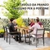 TAVOLO DA GIARDINO RETTANGOLARE A 6 POSTI CON FORO PER OMBRELLONE, LEGNO E ACCIAIO, 175X80X75 CM, MARRONE