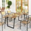 TAVOLO DA GIARDINO RETTANGOLARE A 6 POSTI CON FORO PER OMBRELLONE, LEGNO E ACCIAIO, 175X80X75 CM, MARRONE