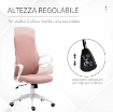SEDIA DA UFFICIO ERGONOMICA E IMBOTTITA CON ALTEZZA REGOLABILE E DONDOLO, 62X56X110-119.5 CM, ROSA