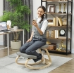 SEDIA INGINOCCHIATOIO CON MOVIMENTO A DONDOLO, IN TESSUTO E LEGNO DI BETULLA, 50X73X55 CM, GRIGIO