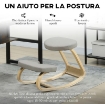SEDIA INGINOCCHIATOIO CON MOVIMENTO A DONDOLO, IN TESSUTO E LEGNO DI BETULLA, 50X73X55 CM, GRIGIO
