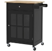 CARRELLO CUCINA CON CASSETTO ARMADIETTO REGOLABILE E PORTASCIUGAMANI IN LEGNO 67X48X86.5 CM NERO E ROVERE