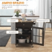 CARRELLO CUCINA CON CASSETTO ARMADIETTO REGOLABILE E PORTASCIUGAMANI IN LEGNO 67X48X86.5 CM NERO E ROVERE