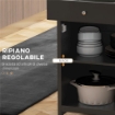 CARRELLO CUCINA CON CASSETTO ARMADIETTO REGOLABILE E PORTASCIUGAMANI IN LEGNO 67X48X86.5 CM NERO E ROVERE