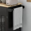 CARRELLO CUCINA CON CASSETTO ARMADIETTO REGOLABILE E PORTASCIUGAMANI IN LEGNO 67X48X86.5 CM NERO E ROVERE
