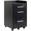 CASSETTIERA PORTADOCUMENTI IN LEGNO A 3 CASSETTI CON CHIAVI DI SICUREZZA E 5 RUOTE, 39.2X40X65.4 CM, NERO