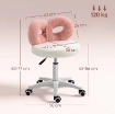 SGABELLO GIREVOLE AD ALTEZZA REGOLABILE CON SCHIENALE AD ARCO, IN TESSUTO TEDDY, 50X50X63-77 CM, BIANCO E ROSA