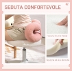 SGABELLO GIREVOLE AD ALTEZZA REGOLABILE CON SCHIENALE AD ARCO, IN TESSUTO TEDDY, 50X50X63-77 CM, BIANCO E ROSA