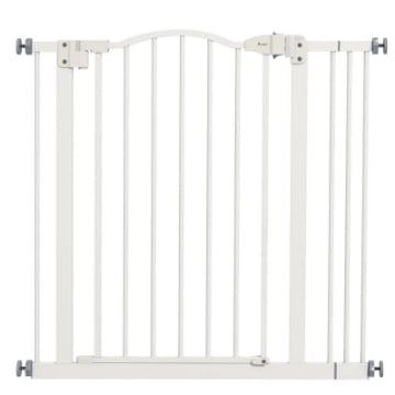 CANCELLETTO PER CANI ESTENSIBILE CON 2 BLOCCHI E CHIUSURA AUTOMATICA IN METALLO E PLASTICA 74-87X78 CM BIANCO