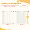 CANCELLETTO PER CANI ESTENSIBILE CON 2 BLOCCHI E CHIUSURA AUTOMATICA IN METALLO E PLASTICA 74-87X78 CM BIANCO