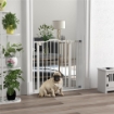 CANCELLETTO PER CANI ESTENSIBILE CON 2 BLOCCHI E CHIUSURA AUTOMATICA IN METALLO E PLASTICA 74-87X78 CM BIANCO