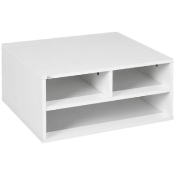 MOBILE PORTA STAMPANTE DA UFFICIO CON 3 RIPIANI APERTI A 2 LIVELLI, 47X40X22.5 CM, BIANCO