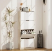 SCARPIERA SALVASPAZIO SLIM A 4 CASSETTI PER 20 PAIA DI SCARPE 62.5X26X156 CM, COLOR LEGNO E BIANCO