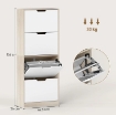 SCARPIERA SALVASPAZIO SLIM A 4 CASSETTI PER 20 PAIA DI SCARPE 62.5X26X156 CM, COLOR LEGNO E BIANCO