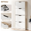 SCARPIERA SALVASPAZIO SLIM A 4 CASSETTI PER 20 PAIA DI SCARPE 62.5X26X156 CM, COLOR LEGNO E BIANCO