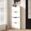 SCARPIERA SALVASPAZIO SLIM A 4 CASSETTI PER 20 PAIA DI SCARPE 62.5X26X156 CM, COLOR LEGNO E BIANCO