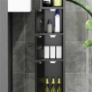 COLONNA BAGNO CON MENSOLE E ARMADIETTI MOBILE ALTO SALVASPAZIO IN LEGNO 15X17X120 CM NERO