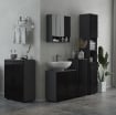 MOBILETTO BAGNO IN TRUCIOLATO CON CASSETTO E ARMADIETTO A 2 LIVELLI REGOLABILI, 30X30X82 CM, NERO E GRIGIO