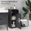 MOBILETTO BAGNO IN TRUCIOLATO CON CASSETTO E ARMADIETTO A 2 LIVELLI REGOLABILI, 30X30X82 CM, NERO E GRIGIO