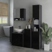 MOBILETTO BAGNO IN TRUCIOLATO CON CASSETTO E ARMADIETTO A 2 LIVELLI REGOLABILI, 30X30X82 CM, NERO E GRIGIO