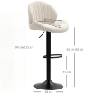 SET 2 SGABELLI DA BAR A CONCHIGLIA CON POGGIAPIEDI, IN TESSUTO EFFETTO CINIGLIA, 48X50X94-115 CM, NERO E BEIGE