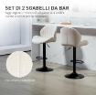 SET 2 SGABELLI DA BAR A CONCHIGLIA CON POGGIAPIEDI, IN TESSUTO EFFETTO CINIGLIA, 48X50X94-115 CM, NERO E BEIGE
