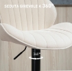 SET 2 SGABELLI DA BAR A CONCHIGLIA CON POGGIAPIEDI, IN TESSUTO EFFETTO CINIGLIA, 48X50X94-115 CM, NERO E BEIGE