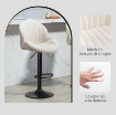 SET 2 SGABELLI DA BAR A CONCHIGLIA CON POGGIAPIEDI, IN TESSUTO EFFETTO CINIGLIA, 48X50X94-115 CM, NERO E BEIGE