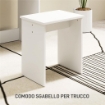 TAVOLO DA TRUCCO A 3 RIPIANI E CASSETTI CON SPECCHIO E SGABELLO, IN TRUCIOLATO, 75X40X137 CM, BIANCO