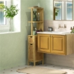 COLONNA BAGNO CON RIPIANI APERTI E ARMADIETTI CON ANTE MAGNETICHE, 18X30X120 CM, COLORE LEGNO