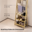 SCAFFALE BAGNO 3 RIPIANI CON PORTA ASCIUGAMANI A 3 BARRE AUTOPORTANTE E PIEGHEVOLE IN LEGNO DI BAMBÙ
