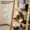 SCAFFALE BAGNO 3 RIPIANI CON PORTA ASCIUGAMANI A 3 BARRE AUTOPORTANTE E PIEGHEVOLE IN LEGNO DI BAMBÙ