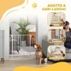 CANCELLETTO PER CANI A LARGHEZZA REGOLABILE CON DOPPIO BLOCCO, IN ACCIAIO E ABS, 76X75-95 CM, BIANCO