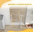 CANCELLETTO PER CANI A LARGHEZZA REGOLABILE CON DOPPIO BLOCCO, IN ACCIAIO E ABS, 76X75-95 CM, BIANCO