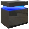 COMODINO LED A 16 COLORI E 4 MODALITÀ CON 2 CASSETTI, IN LEGNO, 45X35X52 CM, NERO