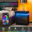 COMODINO LED A 16 COLORI E 4 MODALITÀ CON 2 CASSETTI, IN LEGNO, 45X35X52 CM, NERO