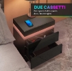 COMODINO LED A 16 COLORI E 4 MODALITÀ CON 2 CASSETTI, IN LEGNO, 45X35X52 CM, NERO