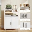 MOBILE MICROONDE IN LEGNO CON CASSETTO, ARMADIETTO A 2 ANTE E 2 RIPIANI, 59X40X92 CM, BIANCO
