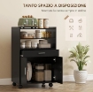 MOBILE MICROONDE IN LEGNO CON CASSETTO, ARMADIETTO A 2 ANTE E 2 RIPIANI, 59X40X92 CM, NERO