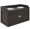 CIOTOLE PER CANI RIALZATE IN ACCIAIO INOX E LEGNO CON CASSETTO, 60X30X36CM, MARRONE