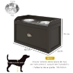 CIOTOLE PER CANI RIALZATE IN ACCIAIO INOX E LEGNO CON CASSETTO, 60X30X36CM, MARRONE