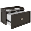CIOTOLE PER CANI RIALZATE IN ACCIAIO INOX E LEGNO CON CASSETTO, 60X30X36CM, MARRONE
