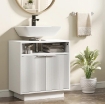 MOBILE SOTTO LAVABO BAGNO CON RIPIANO INTERNO REGOLABILE E RIPIANO APERTO, IN LEGNO, 60X33X63 CM, BIANCO