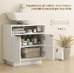 MOBILE SOTTO LAVABO BAGNO CON RIPIANO INTERNO REGOLABILE E RIPIANO APERTO, IN LEGNO, 60X33X63 CM, BIANCO