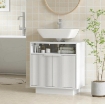 MOBILE SOTTO LAVABO BAGNO CON RIPIANO INTERNO REGOLABILE E RIPIANO APERTO, IN LEGNO, 60X33X63 CM, BIANCO
