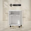 MOBILE PORTA STAMPANTE CON RUOTE E 2 RIPIANI APERTI IN LEGNO, 40X35X55.5 CM, BIANCO