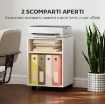 MOBILE PORTA STAMPANTE CON RUOTE E 2 RIPIANI APERTI IN LEGNO, 40X35X55.5 CM, BIANCO