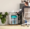 MOBILE PORTA STAMPANTE CON RUOTE E 2 RIPIANI APERTI IN LEGNO, 40X35X55.5 CM, BIANCO