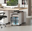 MOBILE PORTA STAMPANTE CON RUOTE E 2 RIPIANI APERTI IN LEGNO, 40X35X55.5 CM, BIANCO