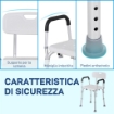 SEDIA PER DOCCIA IN ALLUMINIO CON ALTEZZA REGOLABILE E PIEDINI ANTISCIVOLO 51.5X51.5X71-84CM BIANCO